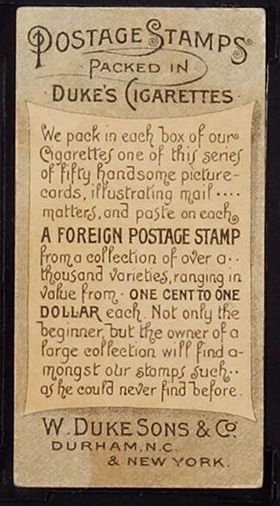 N85 1889 Duke Cigarettes Postage Stamps
